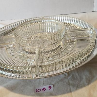 Vintage KROMEX Revolving Lazy Susan and VTG Glass Deviled-Egg Dish