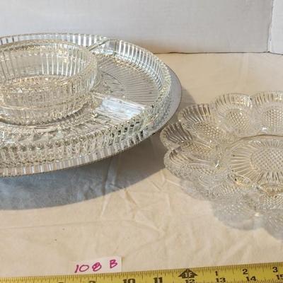 Vintage KROMEX Revolving Lazy Susan and VTG Glass Deviled-Egg Dish