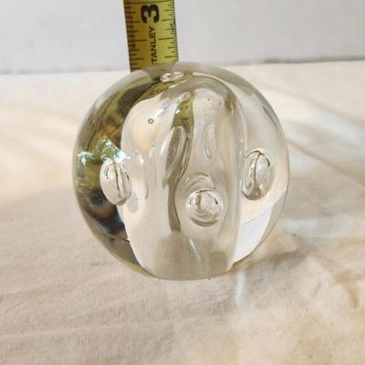 Vintage Rollin Karg Hand Blown Glass Bubble Sphere Paperweight, Handmade Artist Made Glass Art