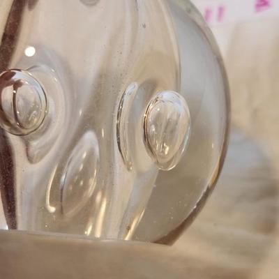 Vintage Rollin Karg Hand Blown Glass Bubble Sphere Paperweight, Handmade Artist Made Glass Art