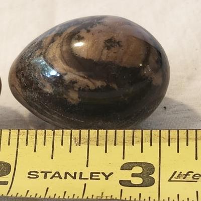 Lot Of Onyx Alabaster Granite Marble Polished Stone Eggs, Multi Natural Tones and trinket box