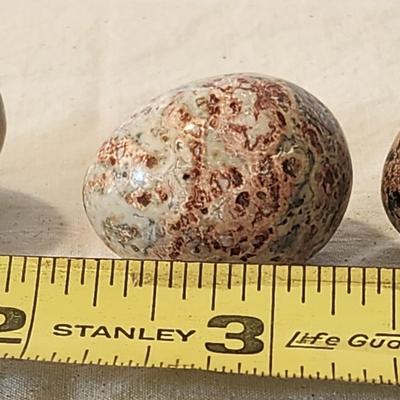 Lot Of Onyx Alabaster Granite Marble Polished Stone Eggs, Multi Natural Tones and trinket box