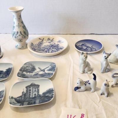 Blue and White Ceramic Lot including Delft of Holland Floral Vase. and Miniture