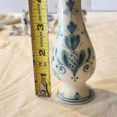 Blue and White Ceramic Lot including Delft of Holland Floral Vase. and Miniture