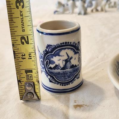 Blue and White Ceramic Lot including Delft of Holland Floral Vase. and Miniture