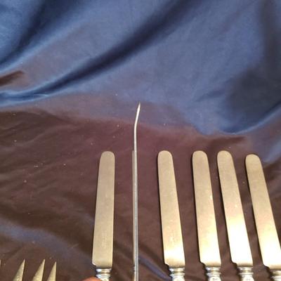 Tiffany & Co Engraved Knives and Four Sterling Corn Cob Holders (LR-KD)