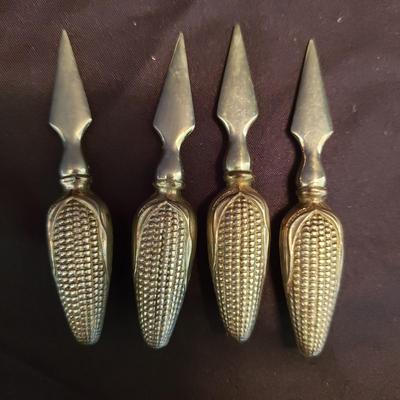 Tiffany & Co Engraved Knives and Four Sterling Corn Cob Holders (LR-KD)