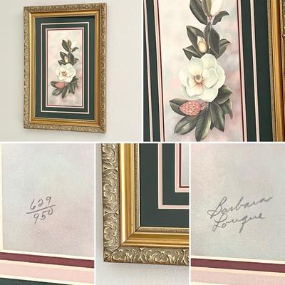 BARBARA LOUQUE ~ Set of Three (3) Magnolia S/N Framed Prints