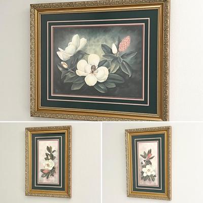 BARBARA LOUQUE ~ Set of Three (3) Magnolia S/N Framed Prints