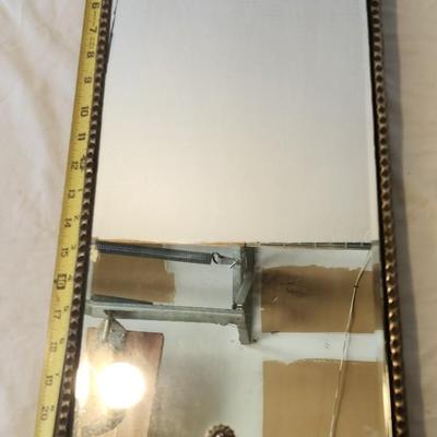 Vintage Mirror Art Deco Arched Etched Glass Wood Nouveau Wall Display Prop 22"