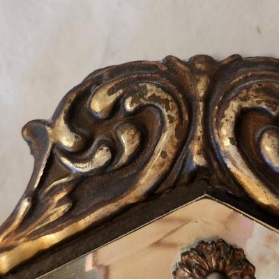 Vintage Mirror Art Deco Arched Etched Glass Wood Nouveau Wall Display Prop 22"
