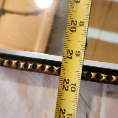 Vintage Mirror Art Deco Arched Etched Glass Wood Nouveau Wall Display Prop 22"