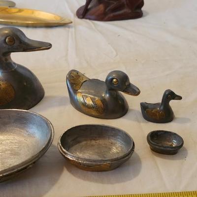 Outdoor Duck home decor lot with Hand Carved Wood Duck call by R wells