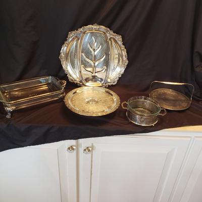 Meriden S. P. Co, Middletown, Oneida Silversmiths, Wallace Chippendale Platter, Serving Dishes & More (LR-KD)