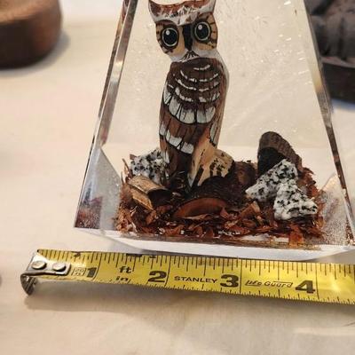 Whimsical Owl Lot with Genuine Alabaster Owl Paperweight Figurine