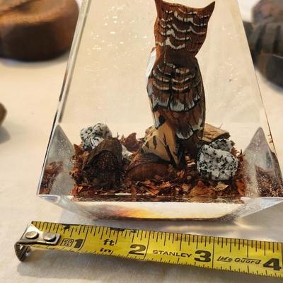 Whimsical Owl Lot with Genuine Alabaster Owl Paperweight Figurine