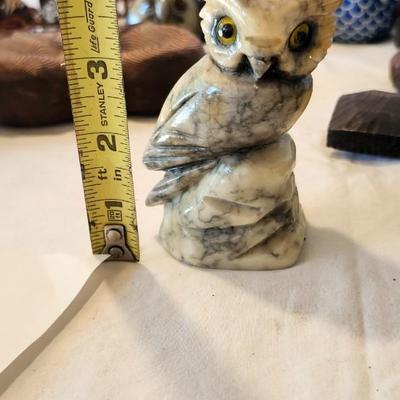 Whimsical Owl Lot with Genuine Alabaster Owl Paperweight Figurine