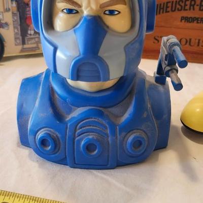 Vintage bank with Robie Robotic Banker and 1986 Kenner Vintage Centurions Ace McCloud Bank
