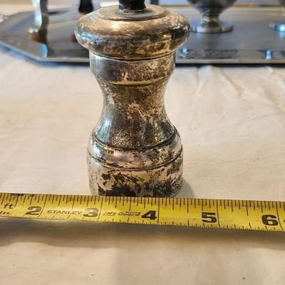 Vintage Sterling Silver Salt And Pepper Shaker and Chrome Percolator set