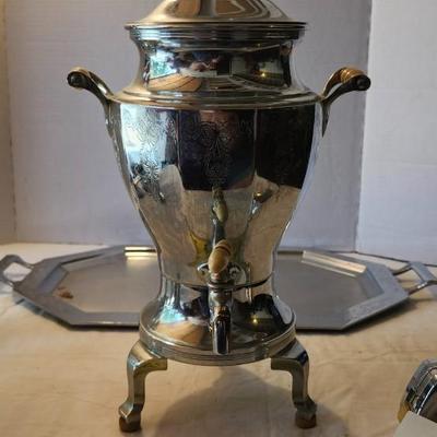 Vintage Sterling Silver Salt And Pepper Shaker and Chrome Percolator set