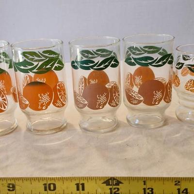 Vintage Pyrex Juice Carafe and 6 Piece Orange Juice Set