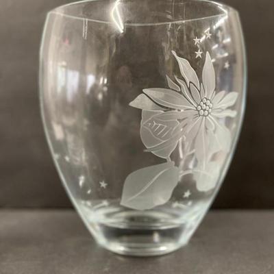Lot of 2 Vintage Mikasa Poinsettia Glass Vases