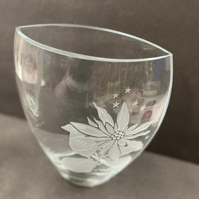 Lot of 2 Vintage Mikasa Poinsettia Glass Vases