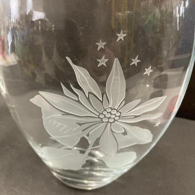 Lot of 2 Vintage Mikasa Poinsettia Glass Vases