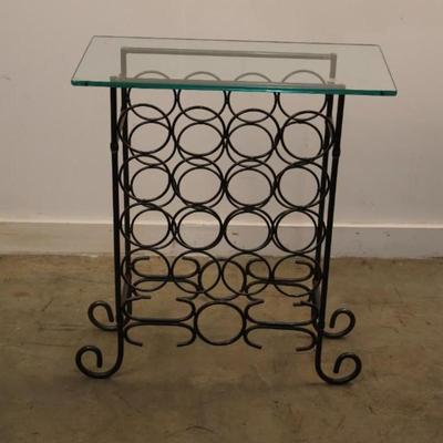 Iron Wine Rack with Glass Top