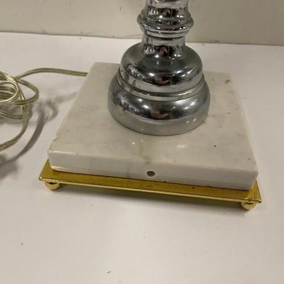 Pair of Metal Table Lamps with Marble Bases and Artificial Ivy