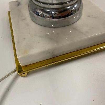 Pair of Metal Table Lamps with Marble Bases and Artificial Ivy