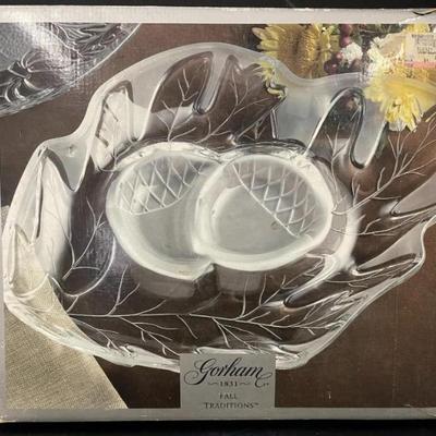 Gorham Fall Traditions Harvest Bounty Crystal Leaf Dish