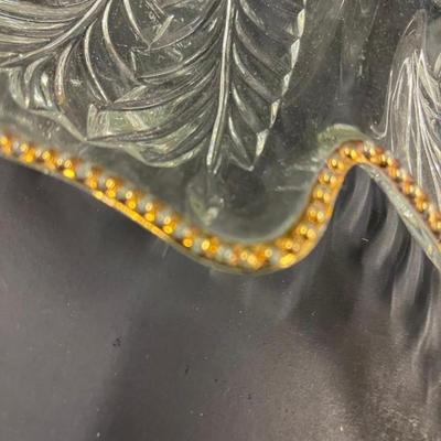 Vintage Jeannette Glass Feathered Leaf Shaped Platter