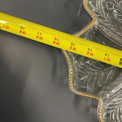 Vintage Jeannette Glass Feathered Leaf Shaped Platter