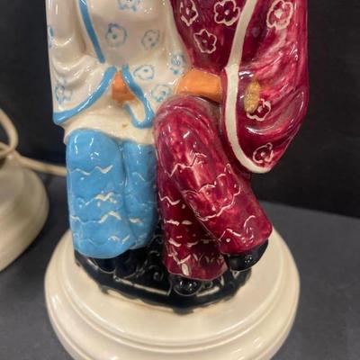 Pair of Holland Mold Ceramic Asian Figural Lamps