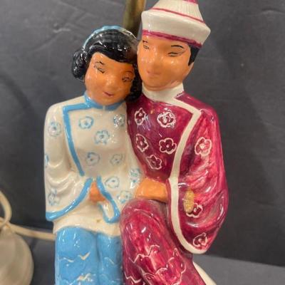 Pair of Holland Mold Ceramic Asian Figural Lamps