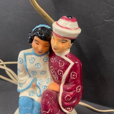 Pair of Holland Mold Ceramic Asian Figural Lamps