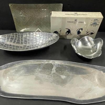 Lot of Assorted Metal and Glass Dishes: Pottery Barn & Towle