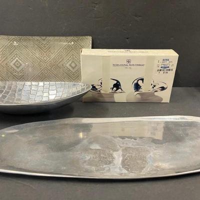 Lot of Assorted Metal and Glass Dishes: Pottery Barn & Towle
