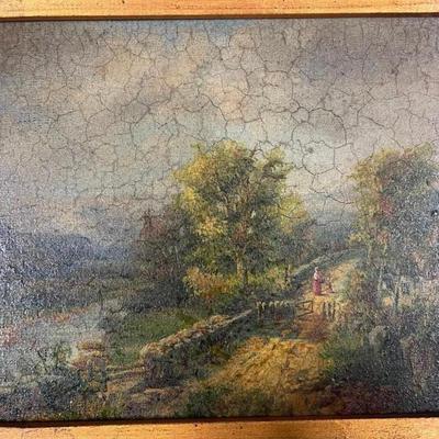 B Dalton Landscape Art on Canvas, Custom Framed