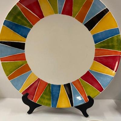 Crate & Barrel Luli Sanchez Large Round Charger & Matching Bowl