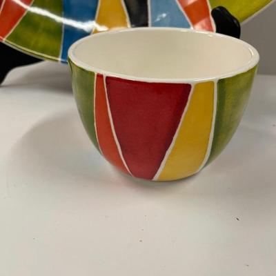 Crate & Barrel Luli Sanchez Large Round Charger & Matching Bowl