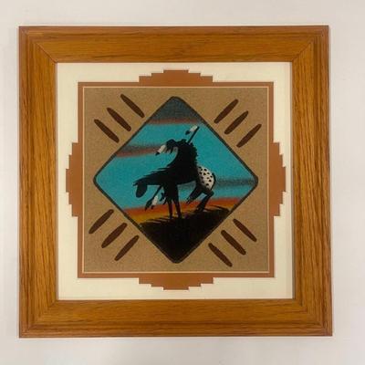 Custom Framed Sand Painting "End of The Trail"