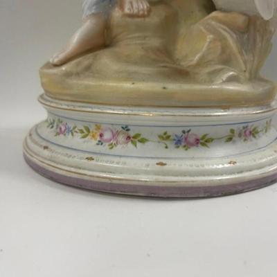 German Bisque Dresden Figurine Lady Swan Statue Porcelain Ceramic Goose Bird