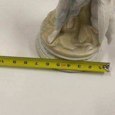 German Bisque Dresden Figurine Lady Swan Statue Porcelain Ceramic Goose Bird