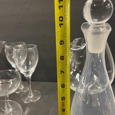Lot of Clear Glass Barware & Smokey Glass Martini Glasses