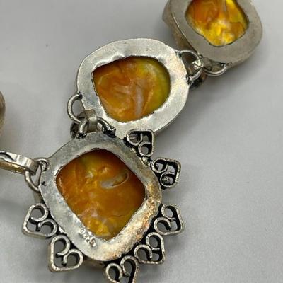 Sterling Silver Statement Necklace Set with Stones