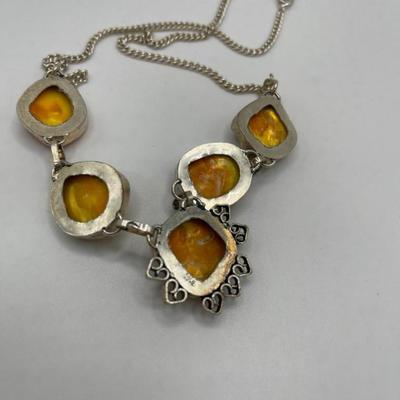 Sterling Silver Statement Necklace Set with Stones