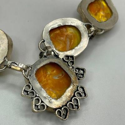 Sterling Silver Statement Necklace Set with Stones