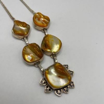 Sterling Silver Statement Necklace Set with Stones